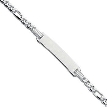 Silver Figaro Id Baby 6"/ladies 7" Bracelet
