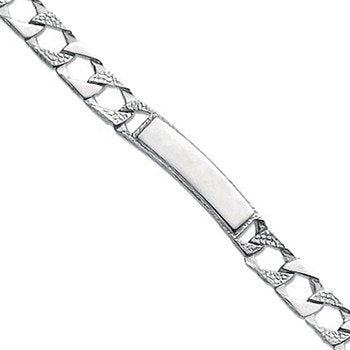 Silver Plain & Bark Casted Curb Id Baby 6" Bracelet