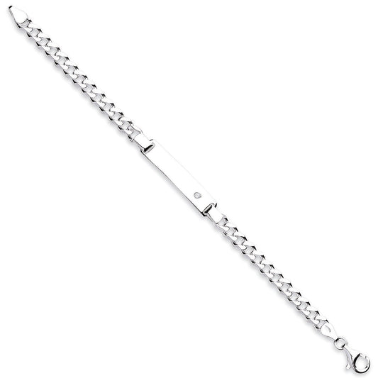 Silver Cubic Zirconia Id Ladies 7" Bracelet