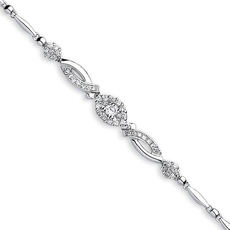 Silver Fancy Cubic Zirconia Bracelet