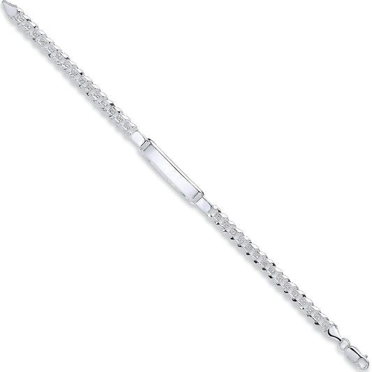 Silver Curb Pave I.d Bracelet