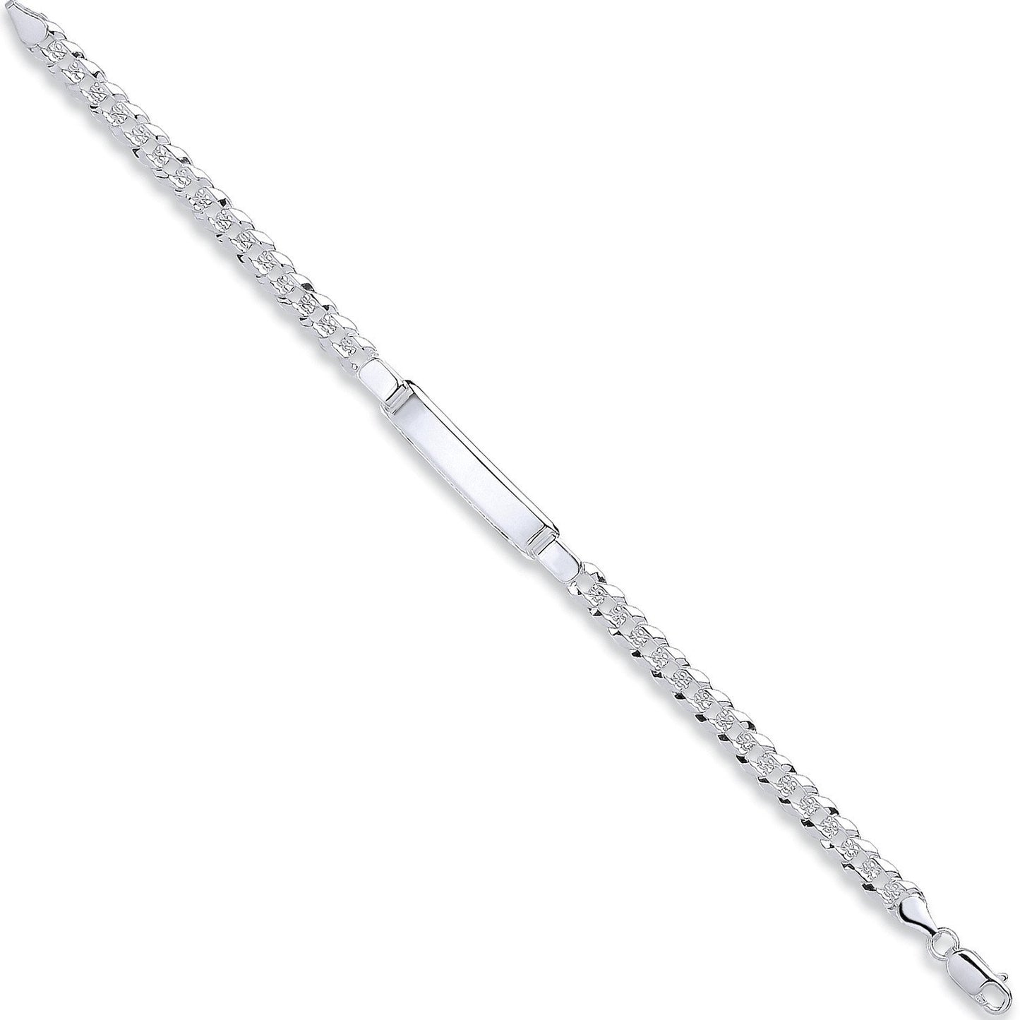 Silver Curb Pave I.d Bracelet