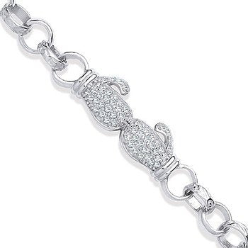 Silver Baby Cubic Zirconias Boxing Gloves Belcher Bracelet