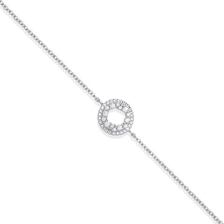 Silver Cubic Zirconia Circle Of Life Ladies Bracelet