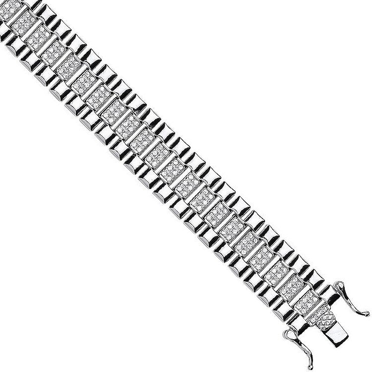 Silver 12mm Fancy Cubic Zirconia Link Baby/ladies Bracelet