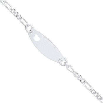 Silver Heart Id Baby/child Bracelet