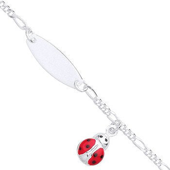 Silver Ladybird Charm & Id Baby Bracelet
