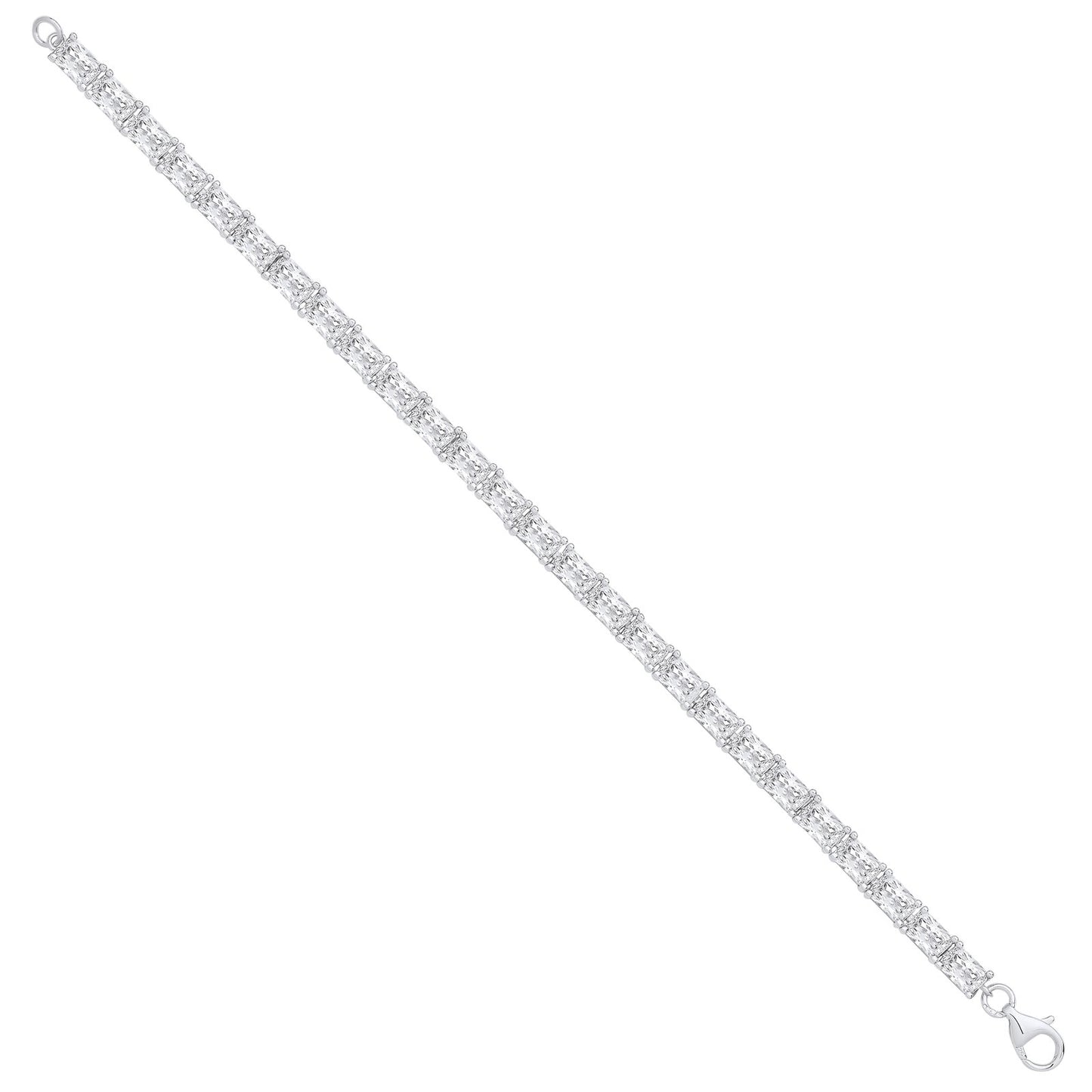 Silver Emerald Cut Cubic Zirconia Tennis Bracelet