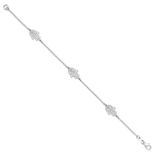 Silver Hamsa Hand Ladies Bracelet