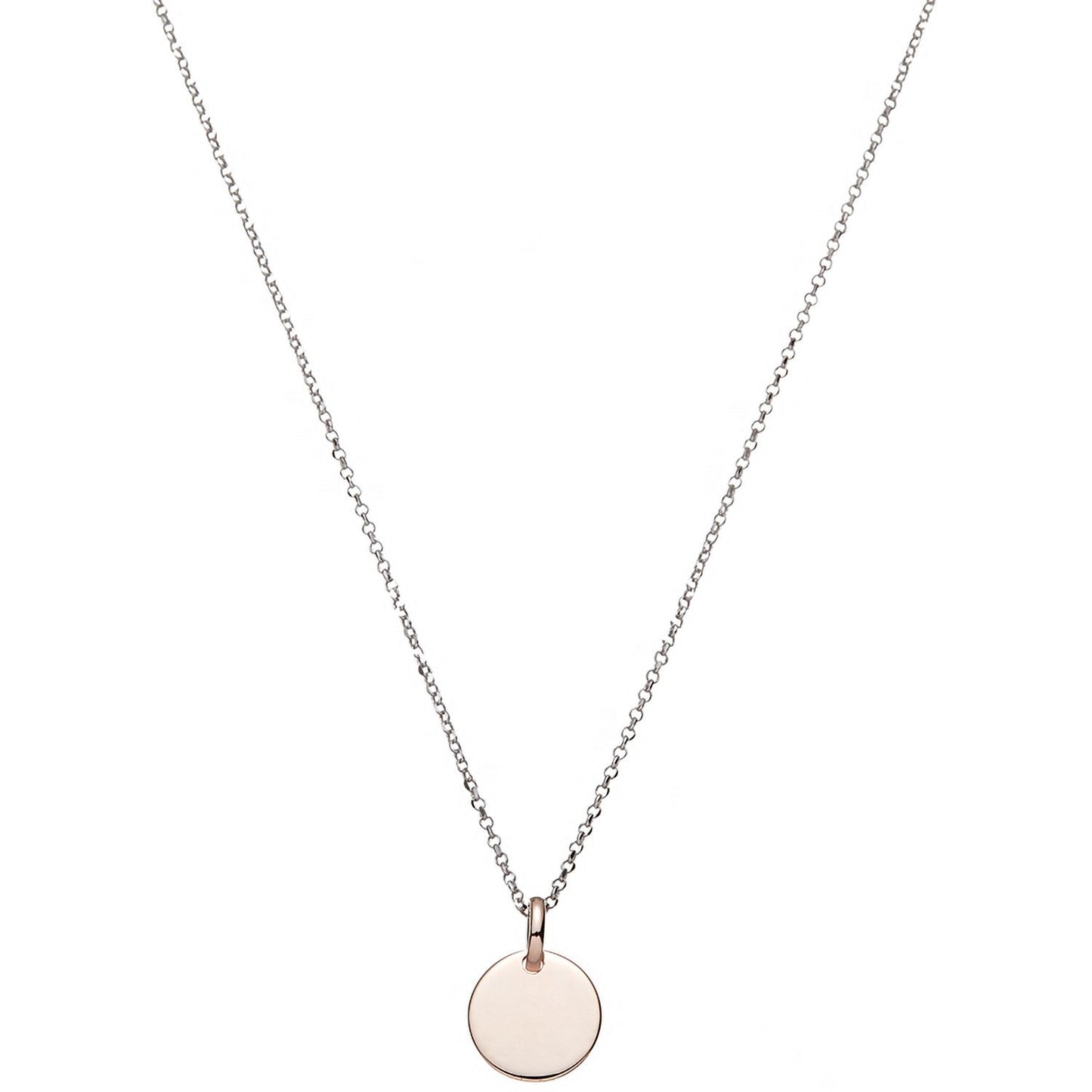 Silver Chain With Solid Rose Circle Pendant