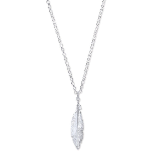 Silver Feather Necklace 16"