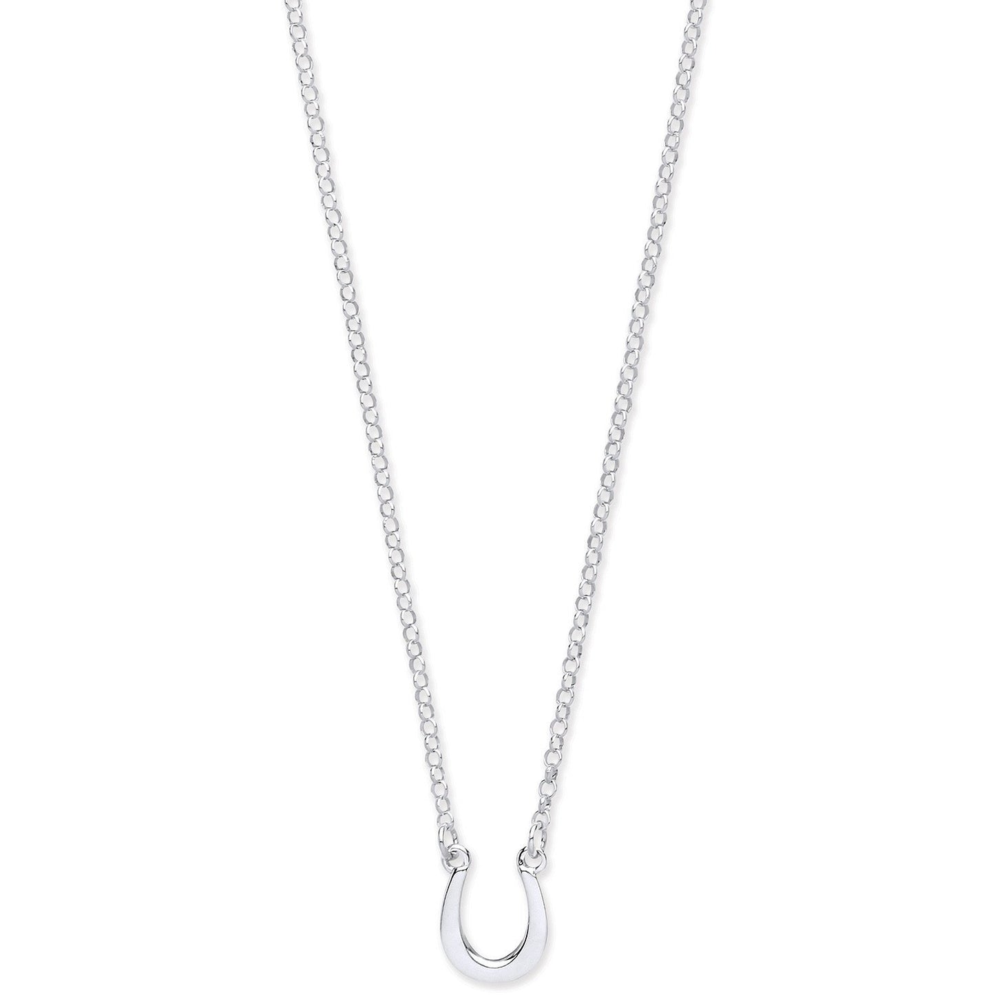 Silver Lucky Horseshoe Necklace 16"