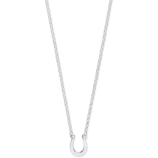 Silver Lucky Horseshoe Necklace 16"