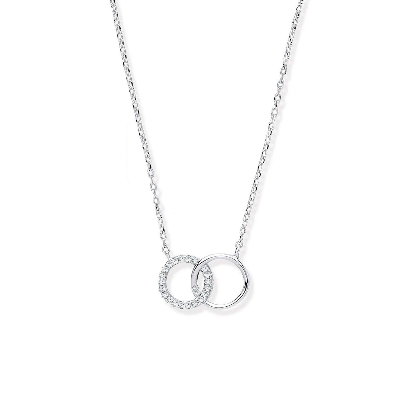 Silver Interlocking Circles Cubic Zirconia Necklace/bracelet