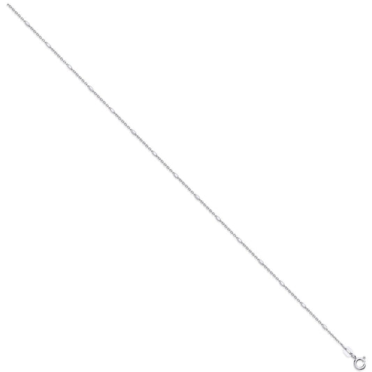 Silver 1.3mm D/c Belcher Rh. Plated Cable & Bar Chain