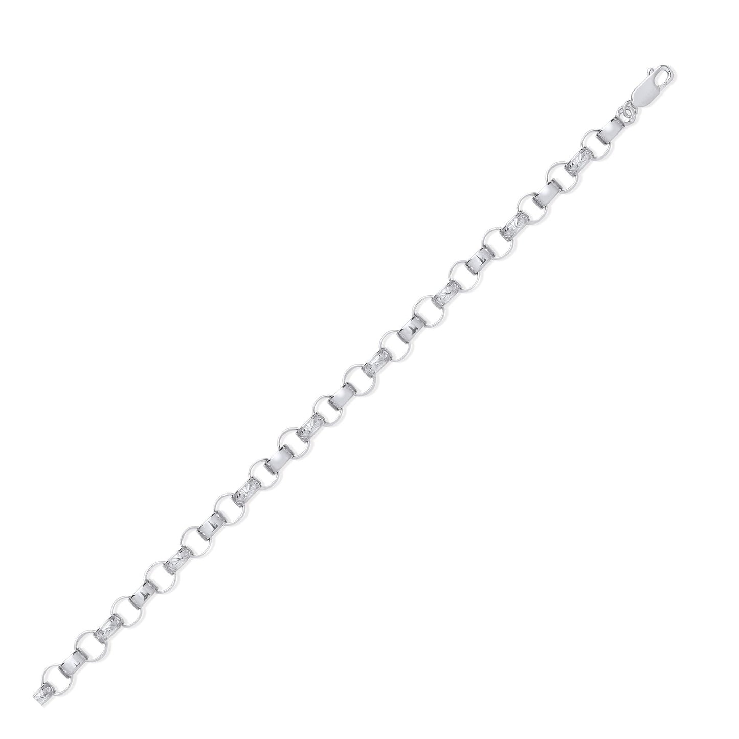 Silver 8.0mm Plain & Engraved Link Belcher Chain/bracelet