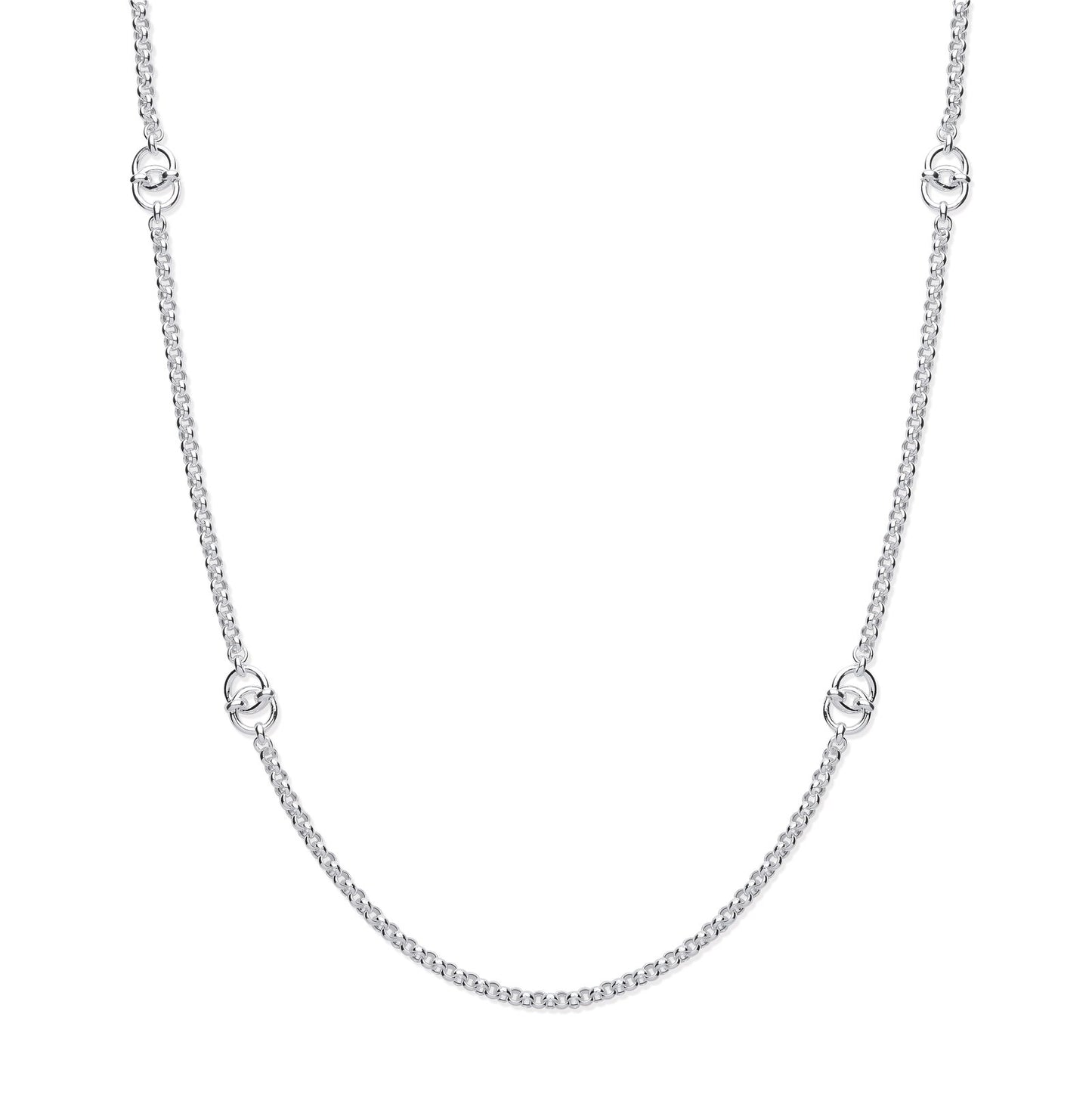 Silver Round Belcher 32" Chain With Interlocking Cirlces