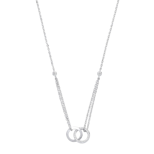 Silver Cubic Zirconia Circles Of Life 16" Necklace/ladies Bracelet