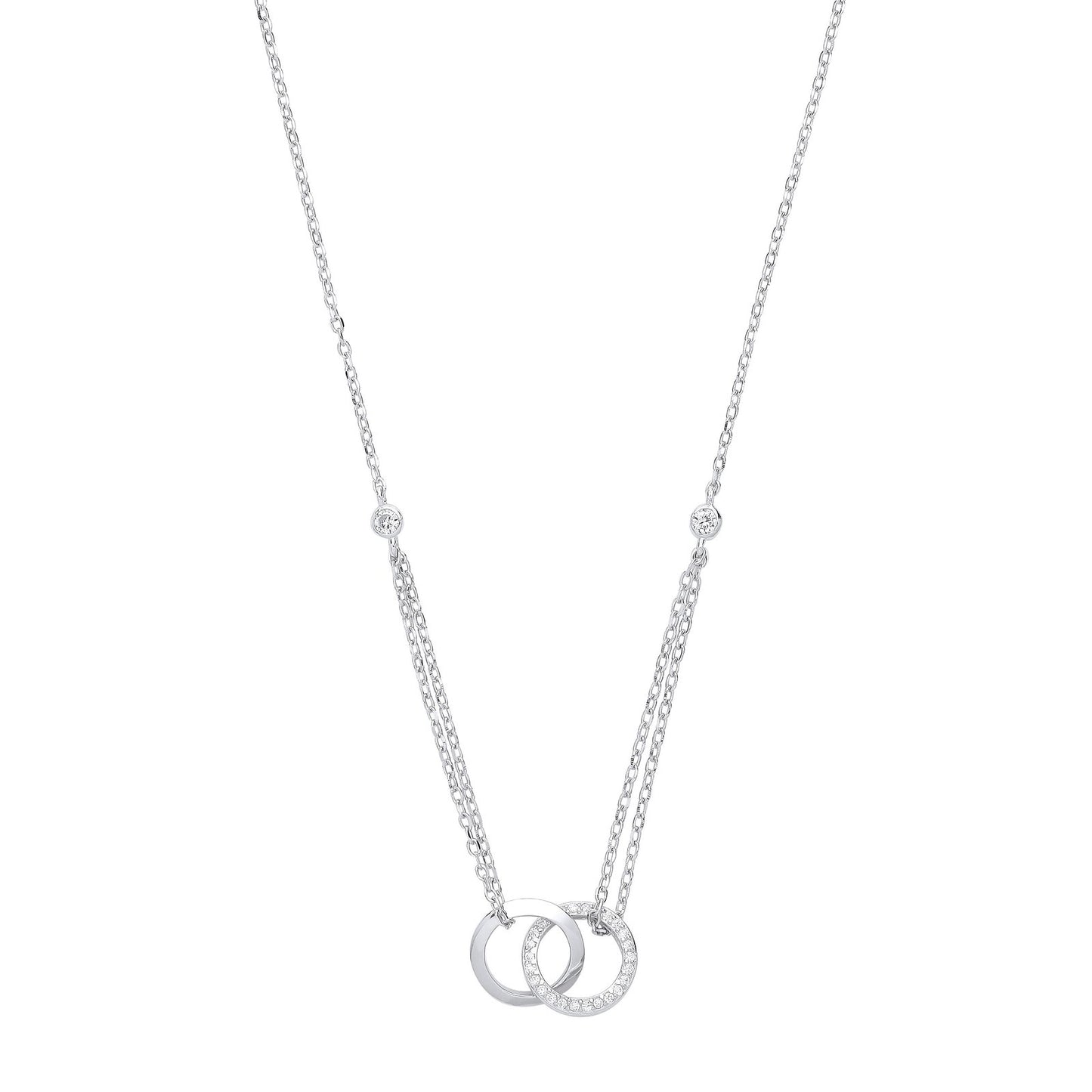 Silver Cubic Zirconia Circles Of Life 16" Necklace/ladies Bracelet
