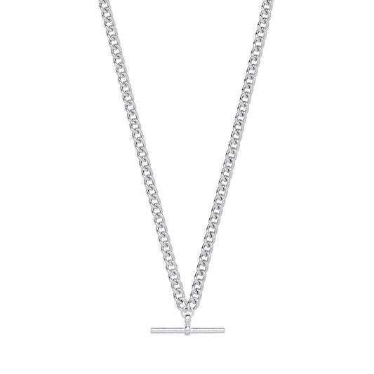 Silver T-bar Pendant Curb Chain Necklace/bracelet