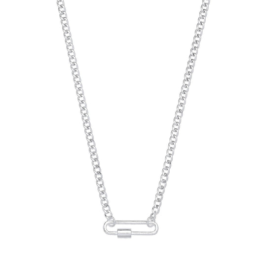 Silver Screw Clasp Paper Clip Necklace/bracelet