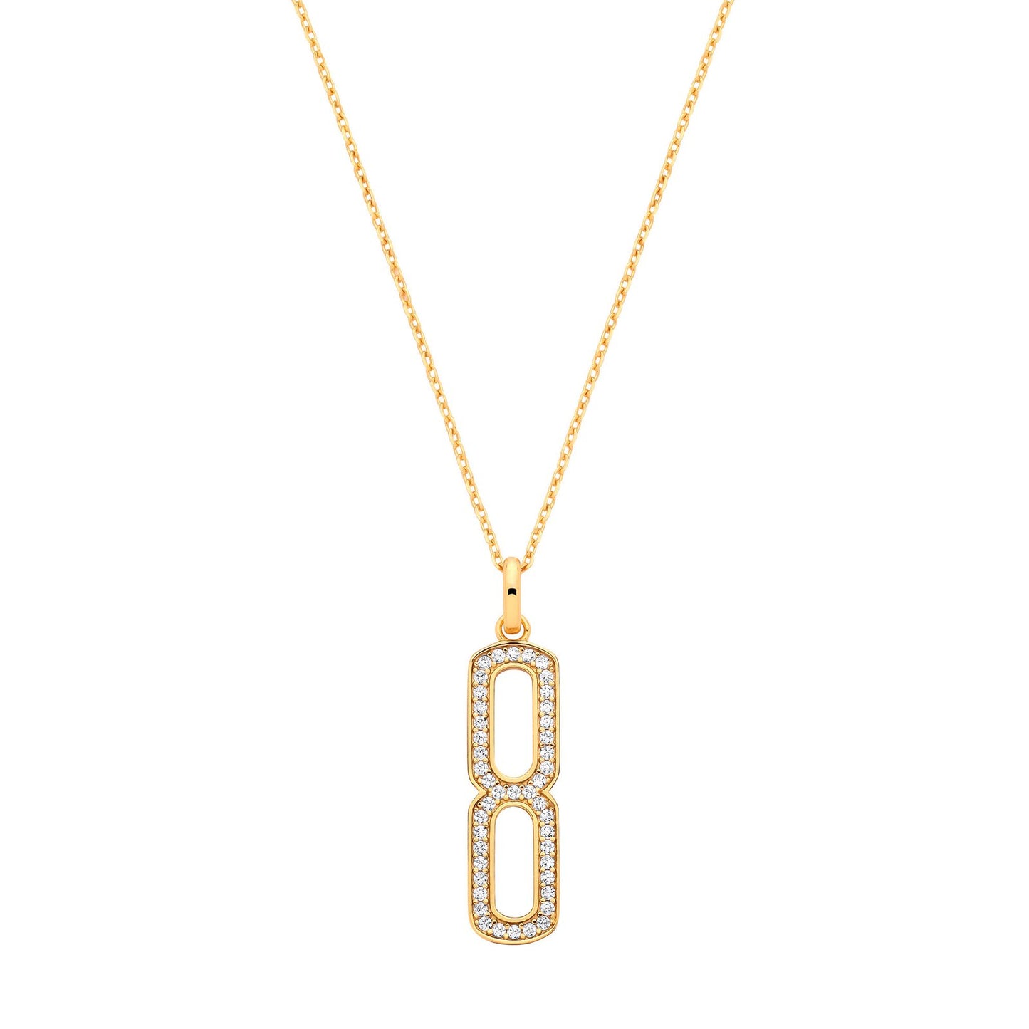 Silver 18ct Yellow Gold Plated Necklace With Cubic Zirconia Paper Clip Drop Pendant