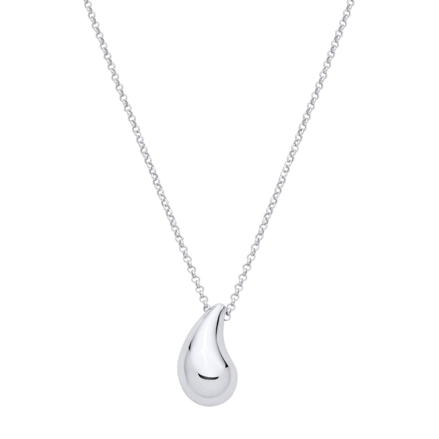 Silver Teardrop Pendant Chain 16"