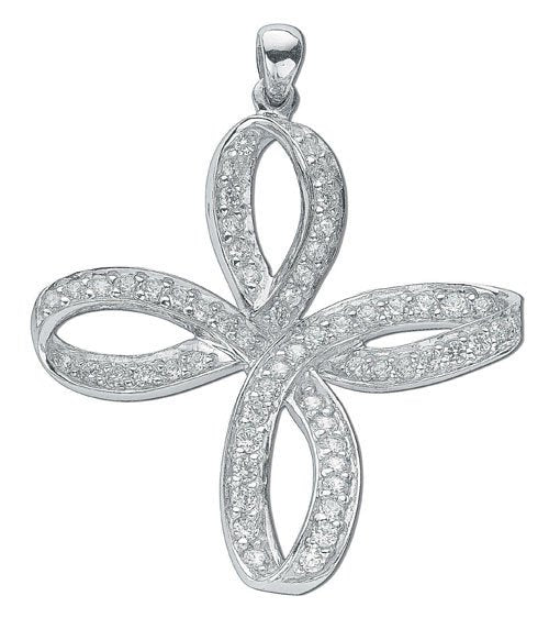 Silver Fancy Cubic Zirconia Cross