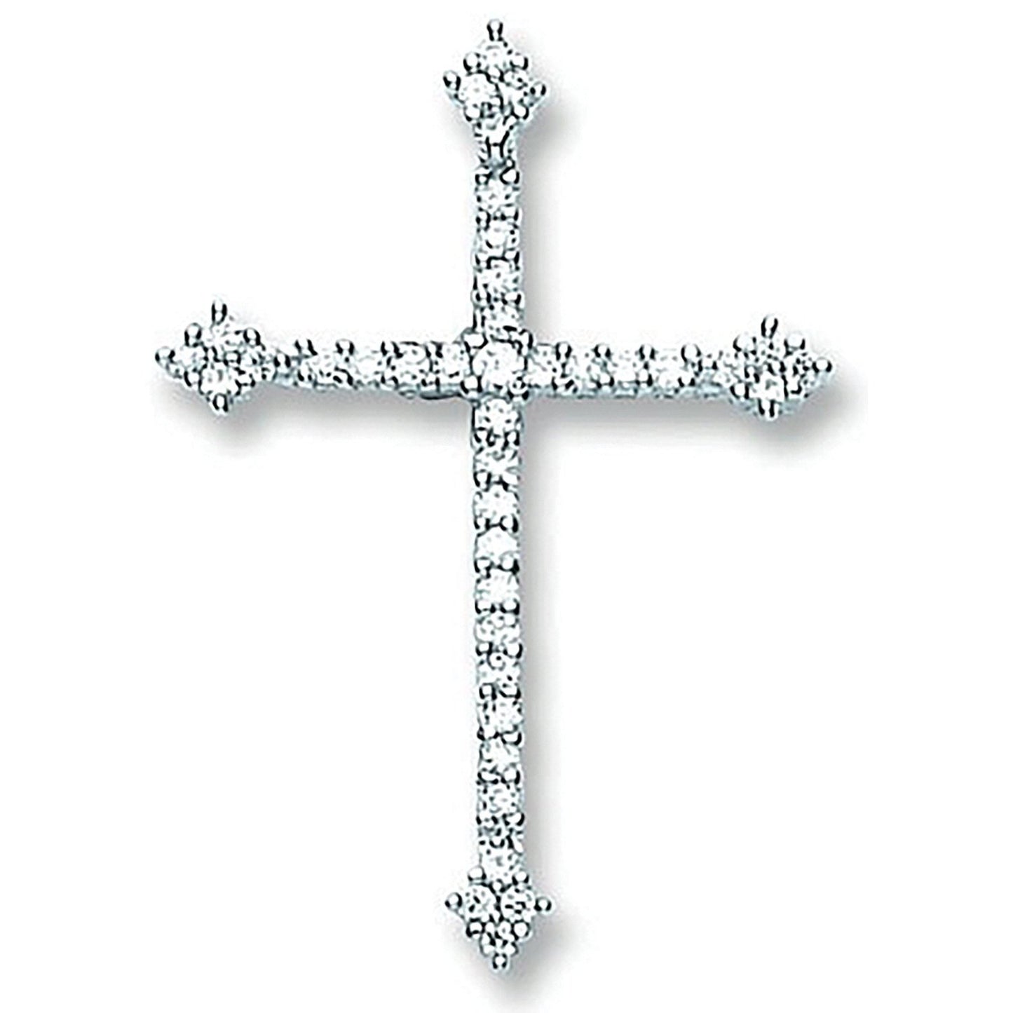 Silver Fancy Cubic Zirconia Cross