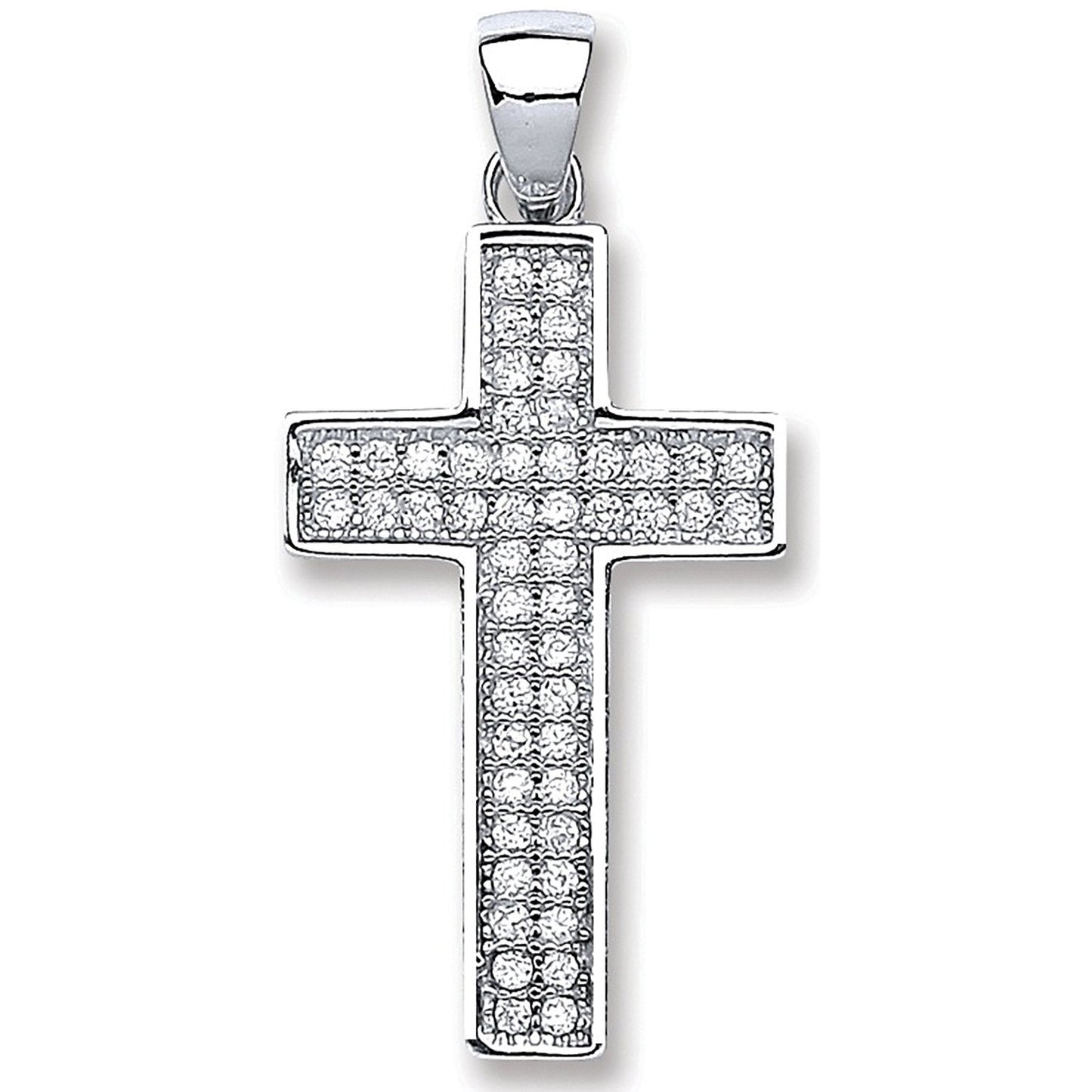 Silver Pave Set Cubic Zirconia Cross