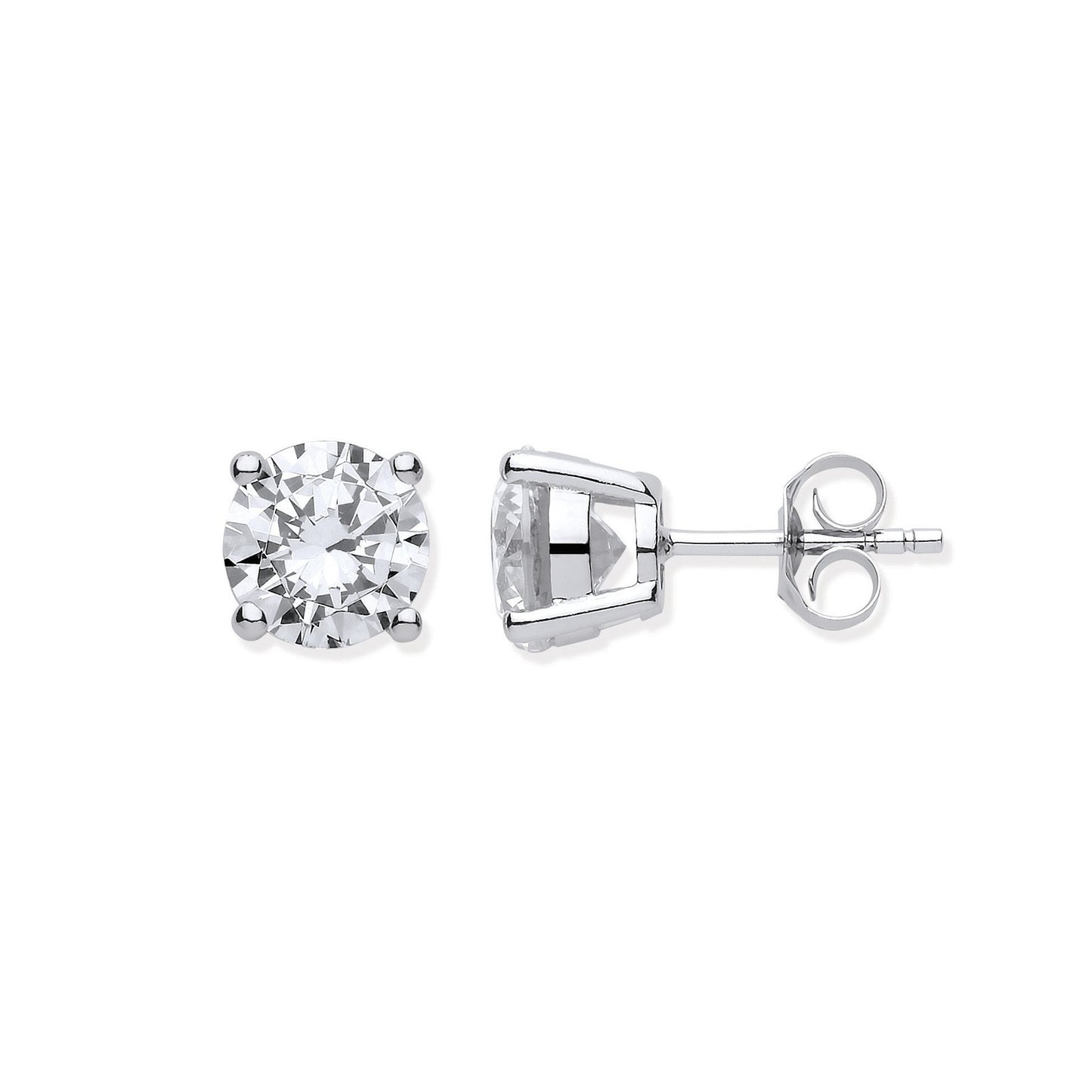 Silver Brilliant Cut Cubic Zirconia 8mm Claw Set Stud