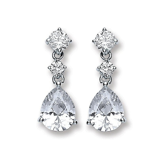 Silver Cubic Zirconia's Small Teardrop Earrings