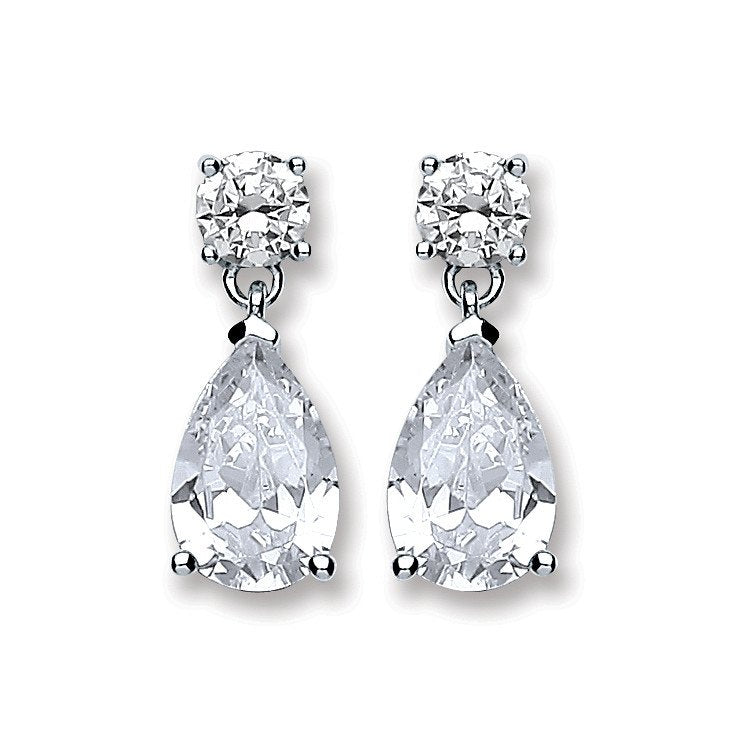 Silver Cubic Zirconia's Teardrop Earrings