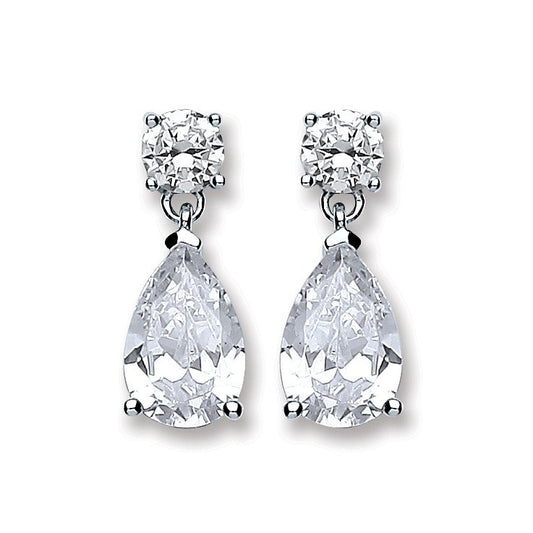 Silver Cubic Zirconia's Teardrop Earrings