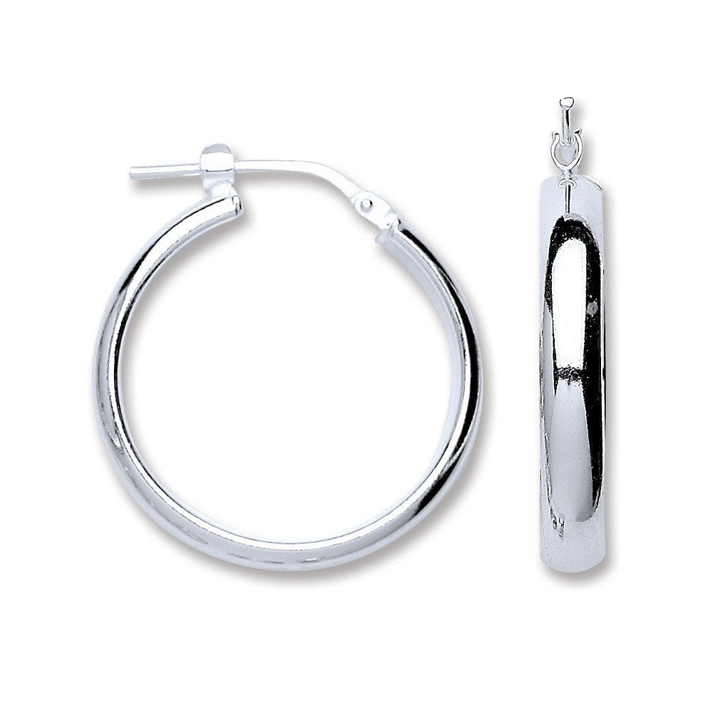 Silver D-shape Wedds Hoop Earrings
