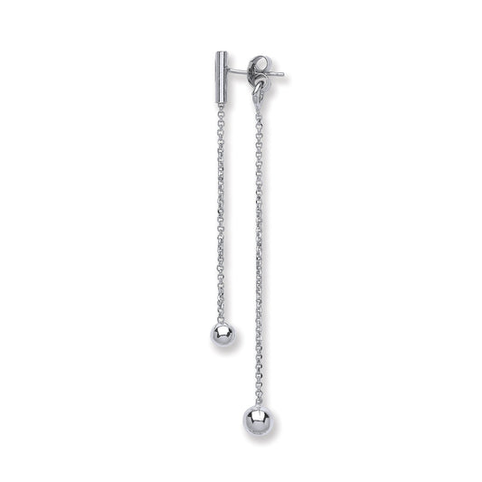 Silver Two Strand Ball Drop Earrings
