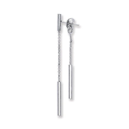 Silver Two Strand Tube Drop Earrings