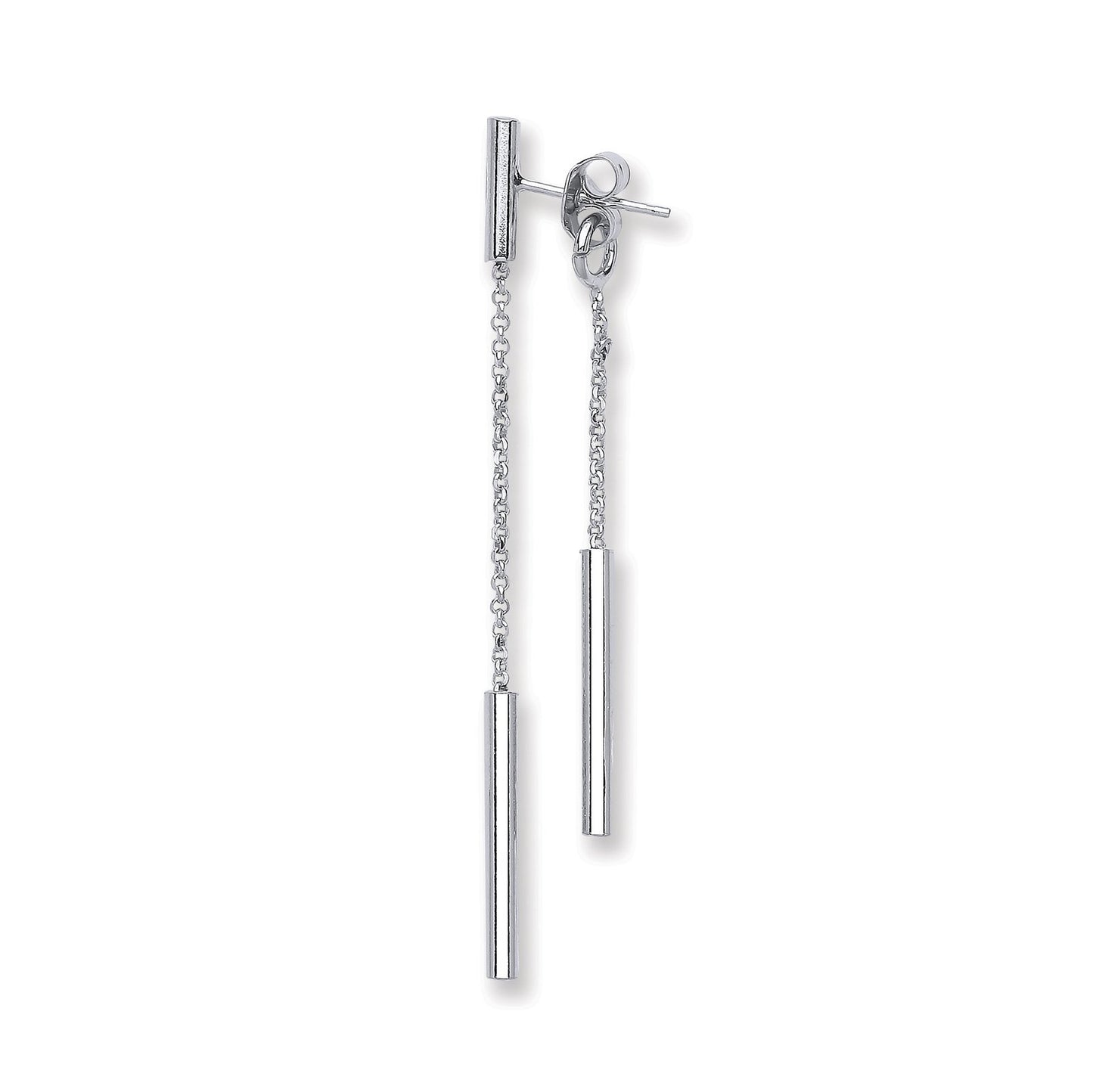 Silver Two Strand Tube Drop Earrings