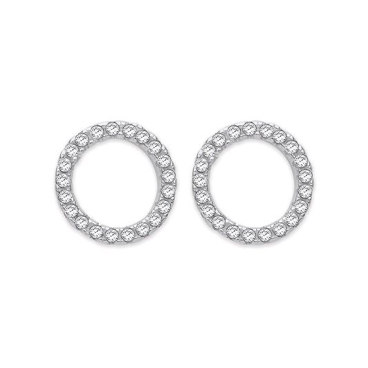 Silver Cubic Zirconia Circle Of Life Stud Earrings
