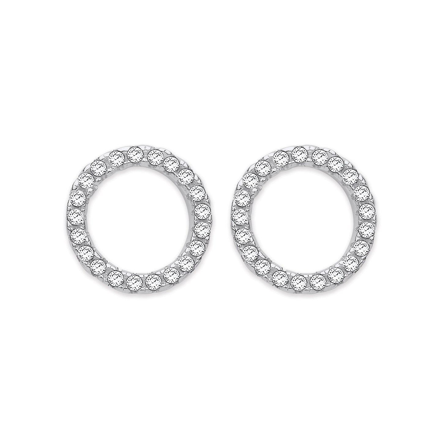 Silver Cubic Zirconia Circle Of Life Stud Earrings