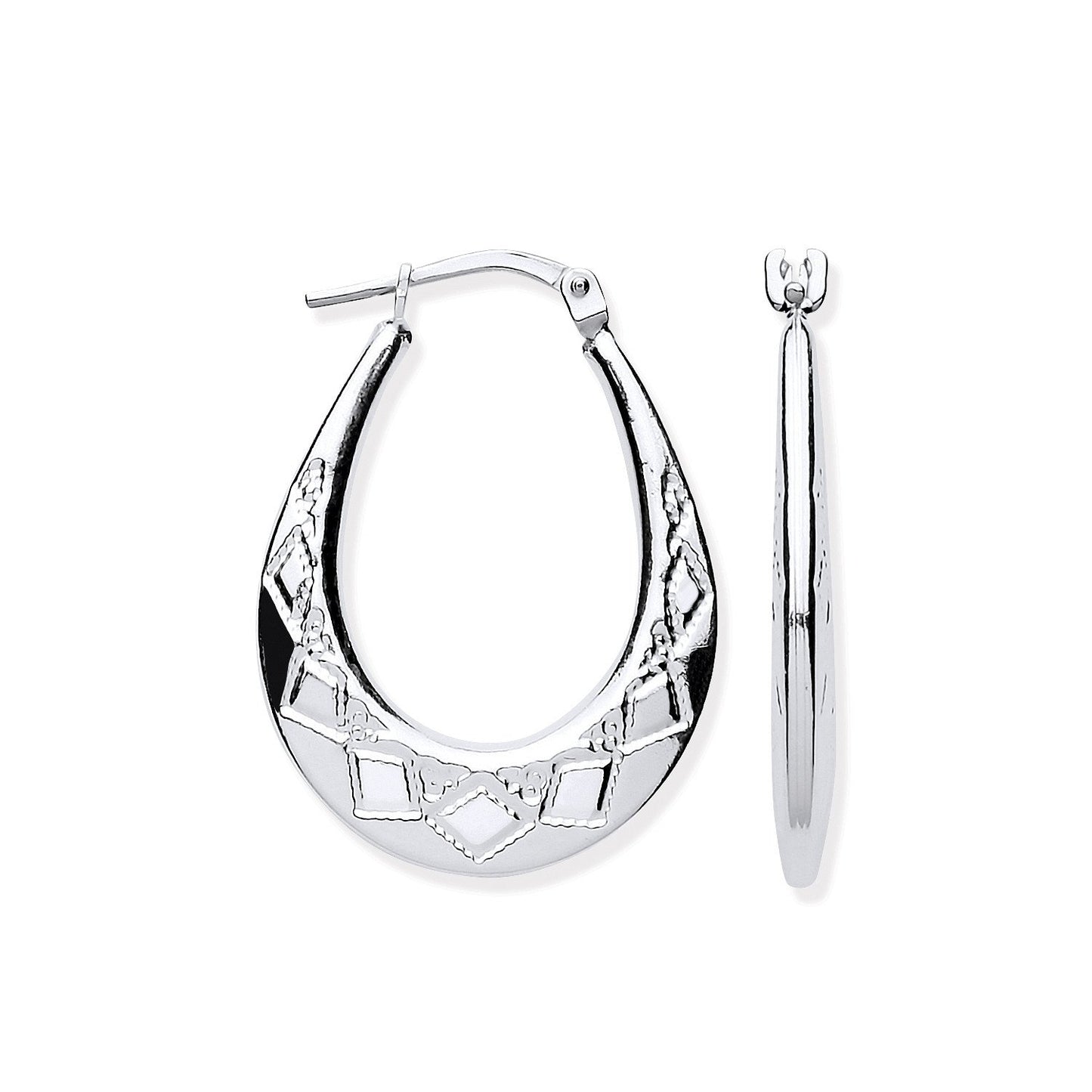 Silver D/c Oval Creoles