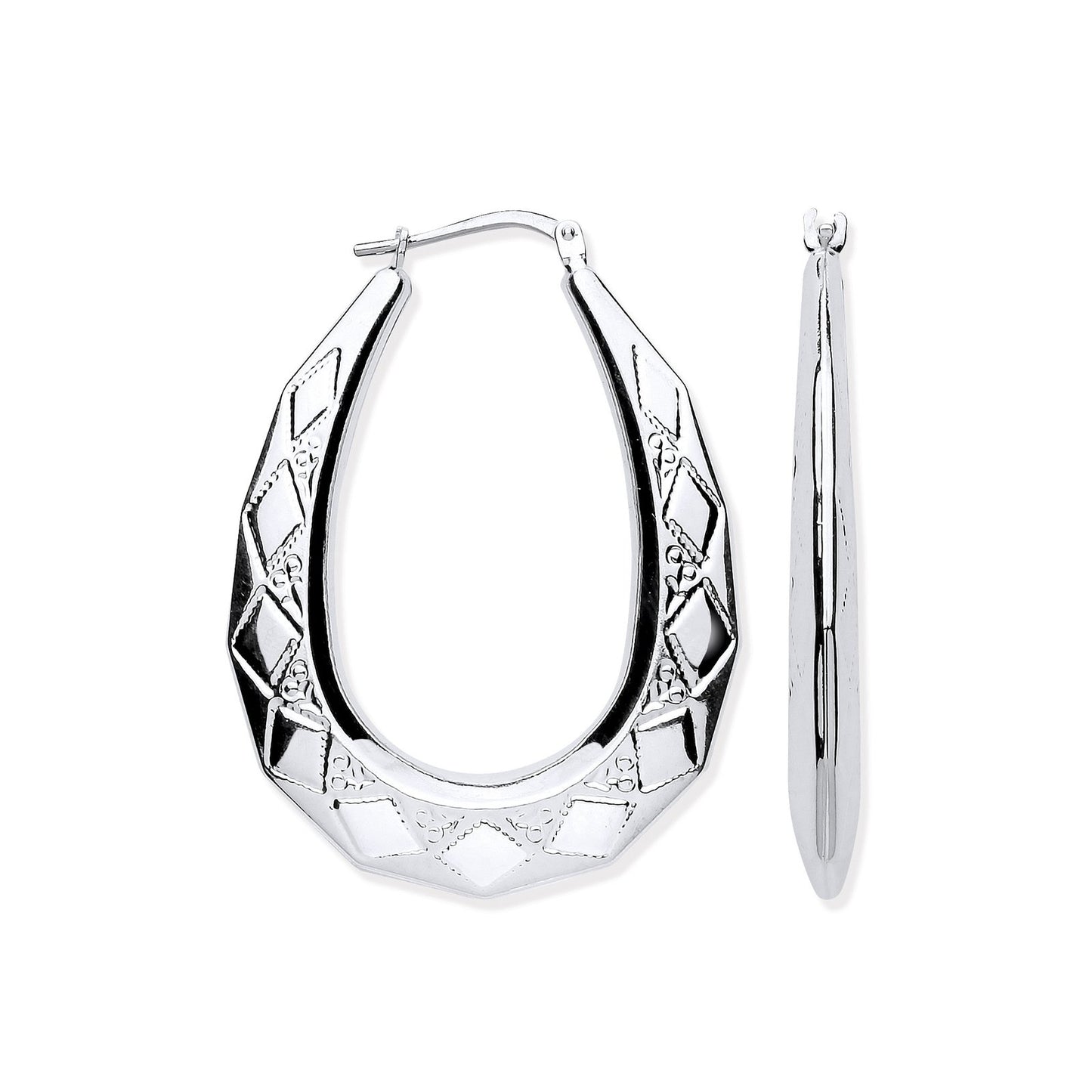Silver Large D/c Oval Creoles
