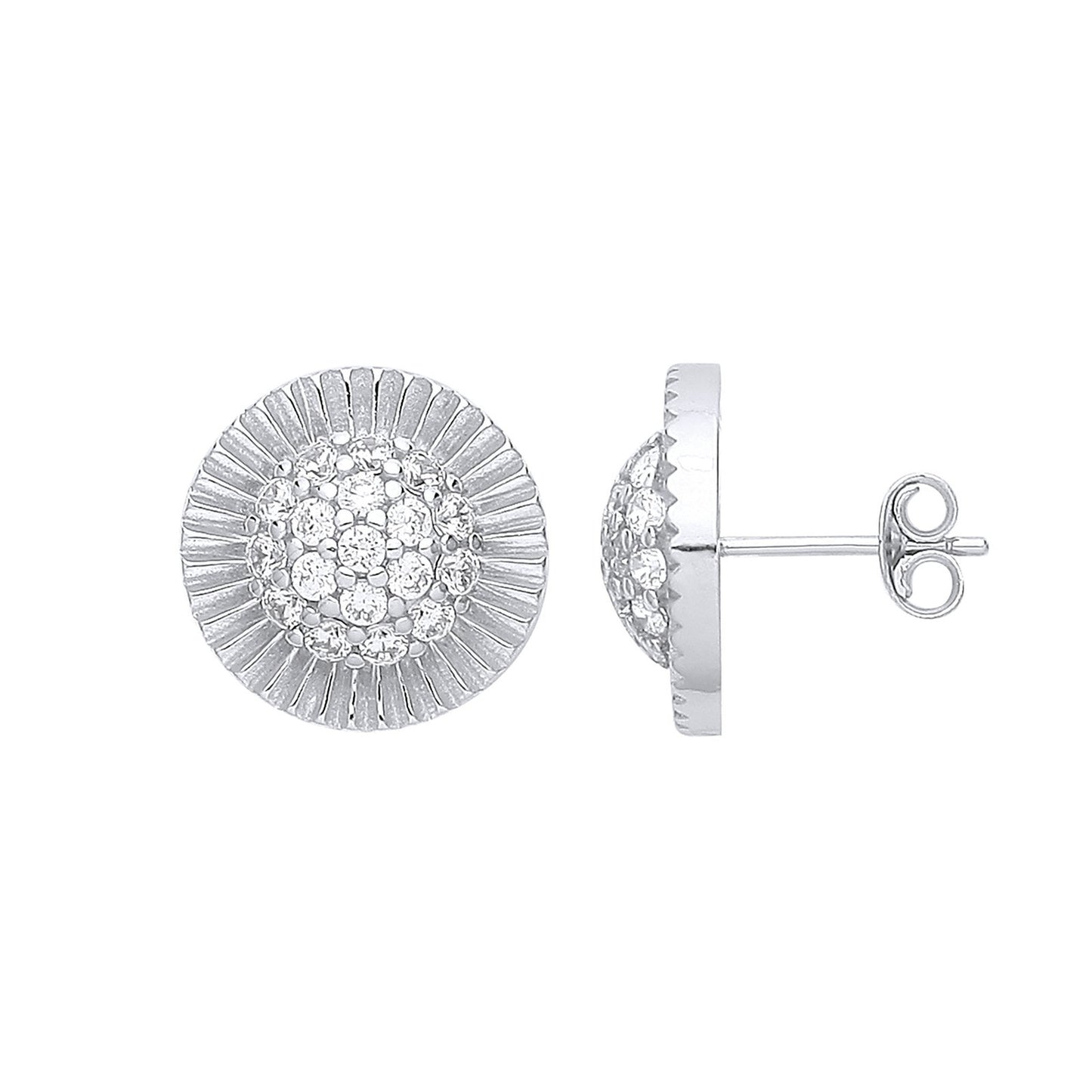 Silver Round 15mm Stud Cubic Zirconia Earrings