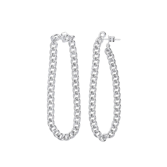 Silver Curb Chain Drop Ear Cuff