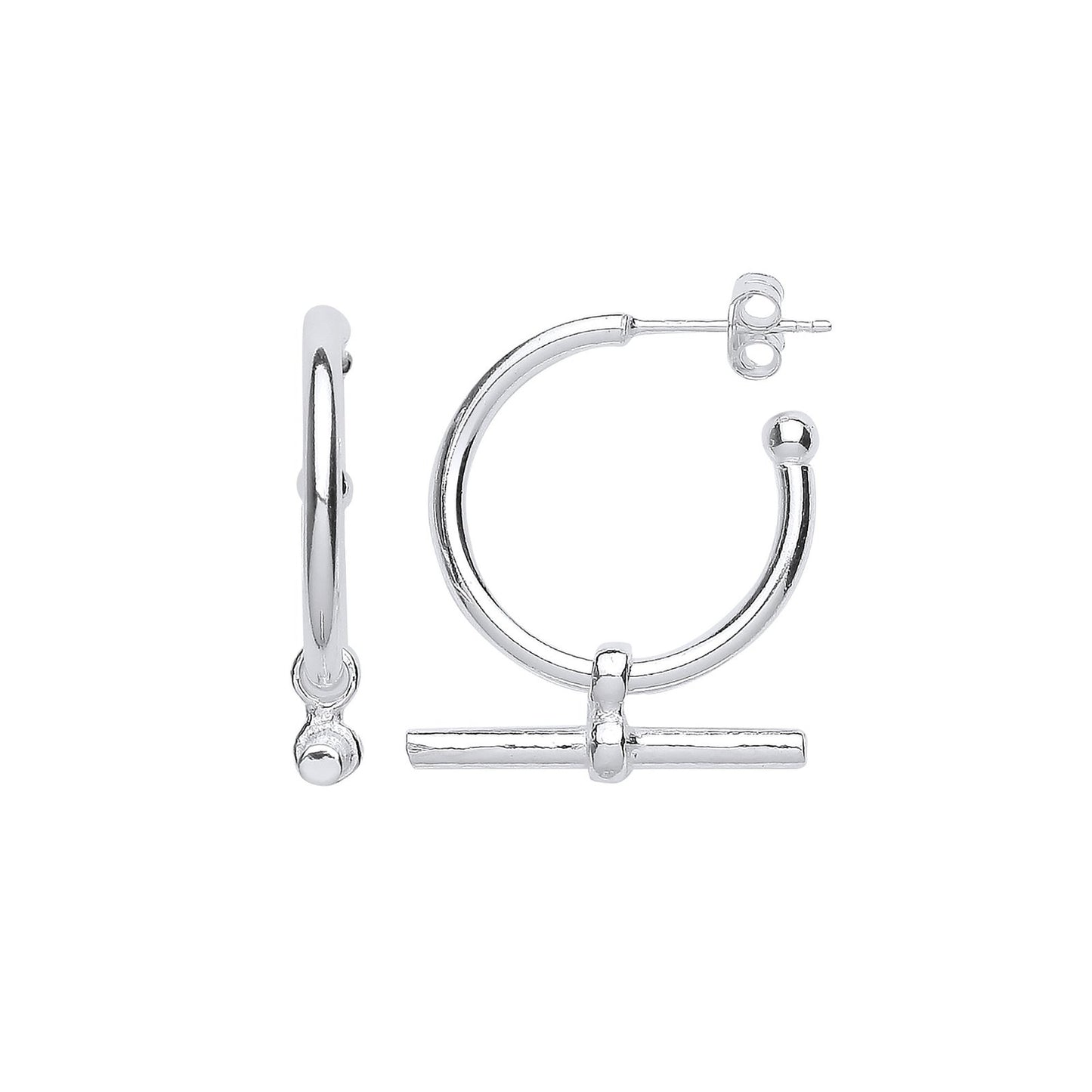 Silver T-bar 20mm Hoop Earrings