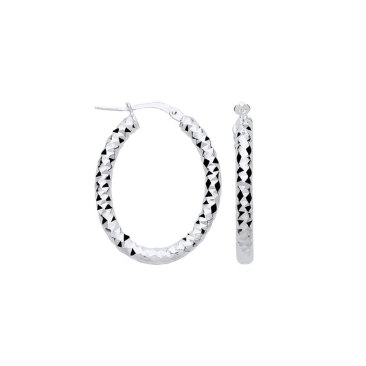 Silver D/c Creole Hoop Earrings