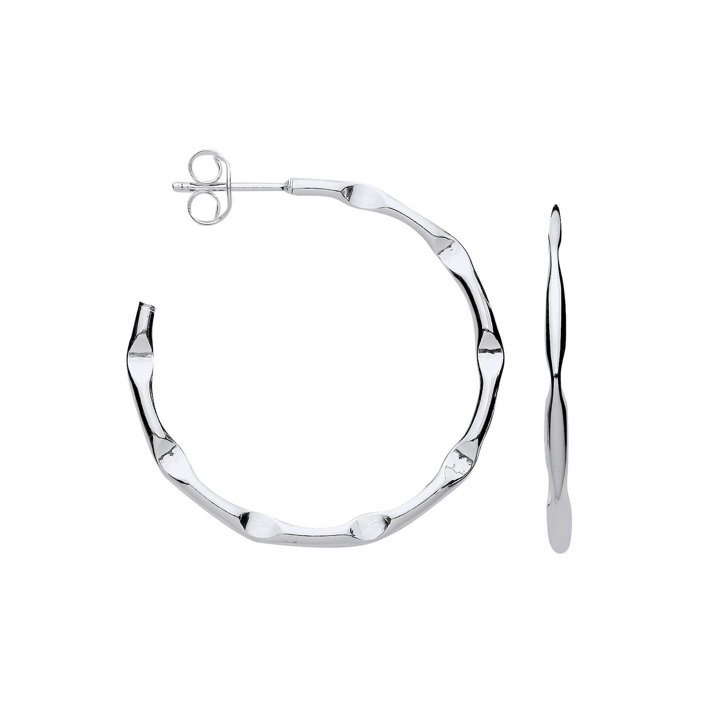 Silver 2.0mm Bamboo Hoop Earrings