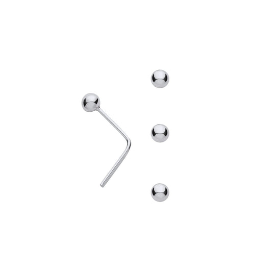 Silver 2.5mm Ball Nose Studs (pack Of 3)