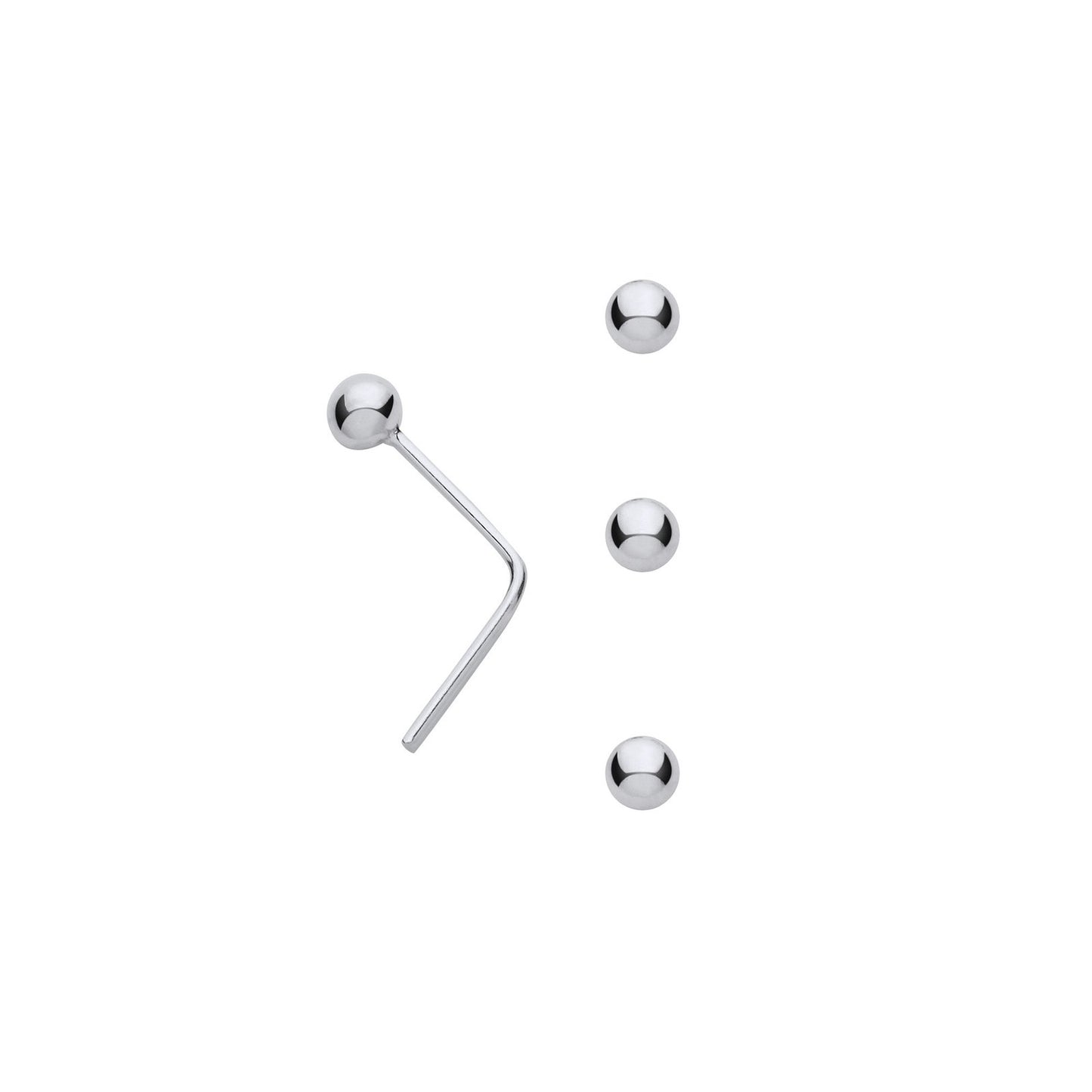 Silver 2.5mm Ball Nose Studs (pack Of 3)