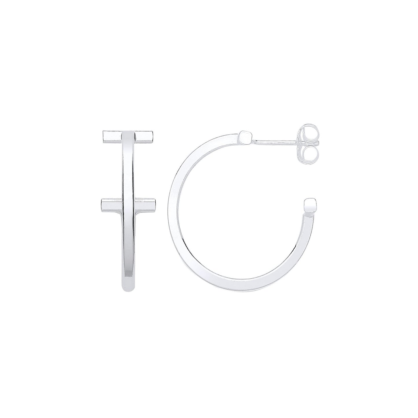 Silver T-hoop 20mm Earrings